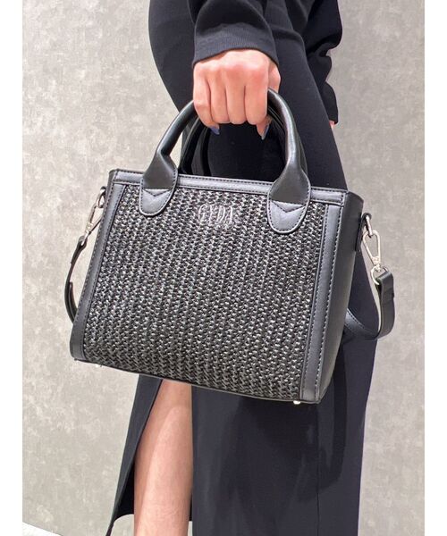 GYDA（ジェイダ）の「mix material BOXバッグ（ハンドバッグ・レディース・オフホワイト/ブラック・FREE）」の2枚目の写真