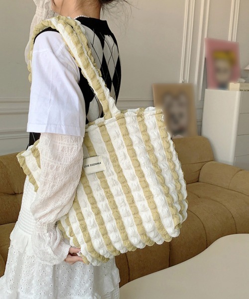 Miniministore(ミニミニストア)の「韓国 ポップコーン バッグ 大容量 新作(トートバッグ・レディース・ピンク/イエロー/ブルー・FREE)」の3枚目の写真