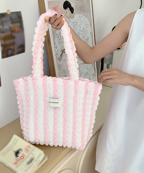 Miniministore(ミニミニストア)の「韓国 ポップコーン バッグ 大容量 新作(トートバッグ・レディース・ピンク/イエロー/ブルー・FREE)」の6枚目の写真