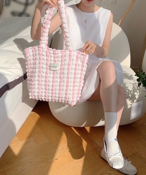 Miniministore(ミニミニストア)の「韓国 ポップコーン バッグ 大容量 新作(トートバッグ・レディース・ピンク/イエロー/ブルー・FREE)」の7枚目の写真