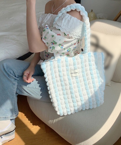 ポップコーン 3D 立体トートバッグ 韓国 水色 軽量 ユーロ輸入 Y2K o-20230504-rmx-003.jpg