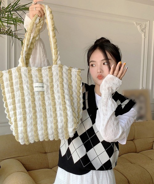 Miniministore(ミニミニストア)の「韓国 ポップコーン バッグ 大容量 新作(トートバッグ・レディース・ピンク/イエロー/ブルー・FREE)」の15枚目の写真
