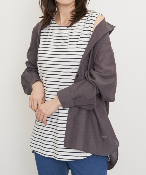 ikka（イッカ）の「【雑誌InRed6月号掲載】コットンUSA裾ラウンドノースリプルオーバー（タンクトップ・レディース・その他1/オフホワイト/ブラック・L/M/S）」の3枚目の写真