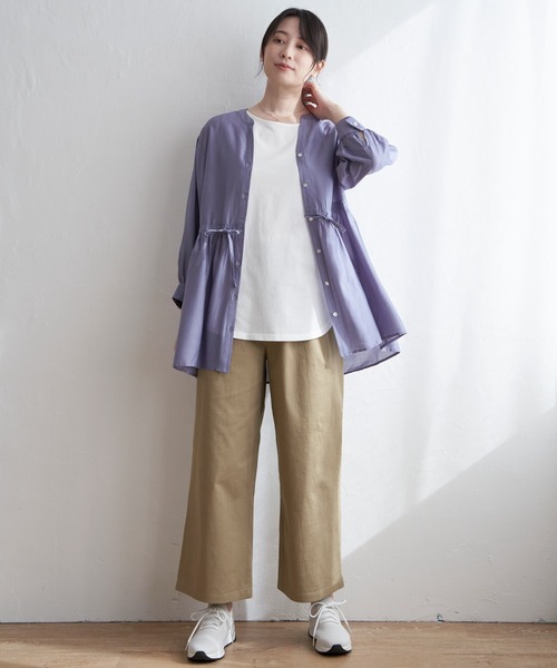 ikka（イッカ）の「【雑誌InRed6月号掲載】コットンUSA裾ラウンドノースリプルオーバー（タンクトップ・レディース・その他1/オフホワイト/ブラック・L/M/S）」の5枚目の写真