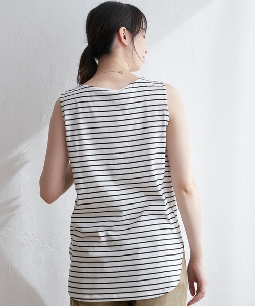 ikka（イッカ）の「【雑誌InRed6月号掲載】コットンUSA裾ラウンドノースリプルオーバー（タンクトップ・レディース・その他1/オフホワイト/ブラック・L/M/S）」の12枚目の写真