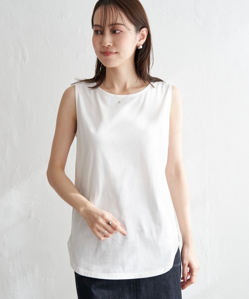 ikka（イッカ）の「【雑誌InRed6月号掲載】コットンUSA裾ラウンドノースリプルオーバー（タンクトップ・レディース・その他1/オフホワイト/ブラック・L/M/S）」の18枚目の写真