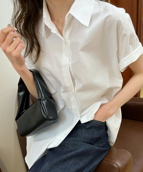 HALEY PESCA(ヘーリーペスカ)の「HALEY PESCA/【パステルカラー】 ベーシック半袖シャツ(シャツ/ブラウス・レディース・ブルー/ホワイト/グリーン・MEDIUM/LARGE/SMALL)」の6枚目の写真
