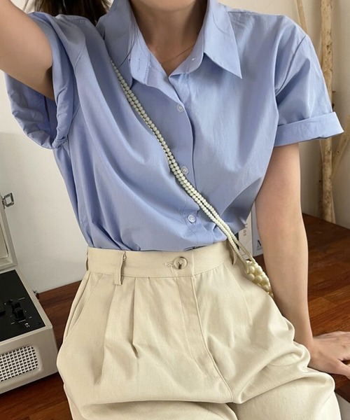 HALEY PESCA(ヘーリーペスカ)の「HALEY PESCA/【パステルカラー】 ベーシック半袖シャツ(シャツ/ブラウス・レディース・ブルー/ホワイト/グリーン・MEDIUM/LARGE/SMALL)」の13枚目の写真