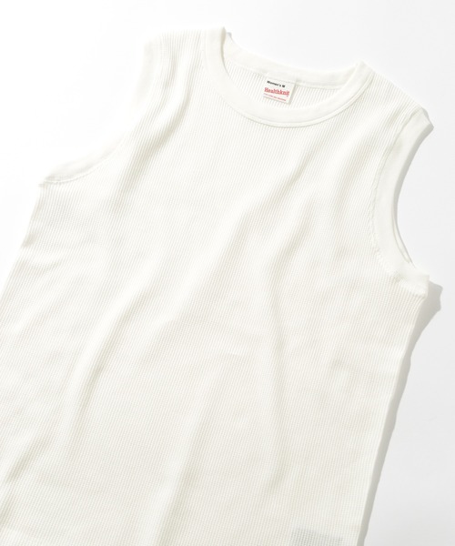 Healthknit(ヘルスニット)の「【Healthknit】26SS ワッフル ノースリーブTシャツ /619(タンクトップ・レディース・ブラック/ホワイト/ピンク/ブラック系1/グリーン系1/イエロー系その他/ロイヤルブルー・M)」の2枚目の写真