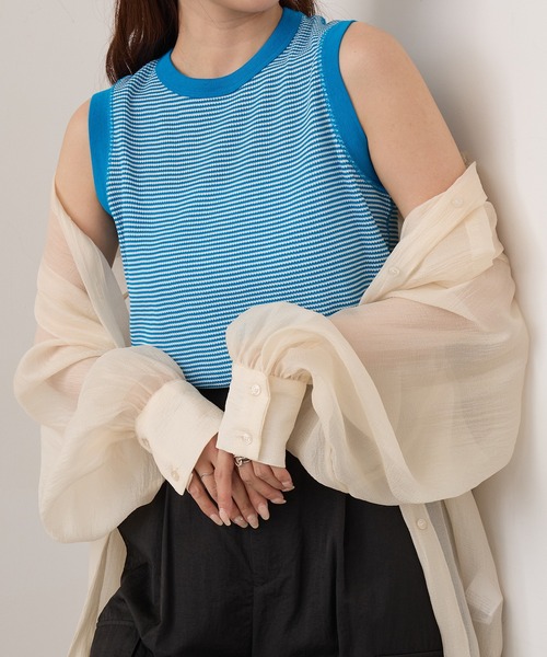 Healthknit(ヘルスニット)の「【Healthknit】26SS ワッフル ノースリーブTシャツ /619(タンクトップ・レディース・ブラック/ホワイト/ピンク/ブラック系1/グリーン系1/イエロー系その他/ロイヤルブルー・M)」の1枚目の写真