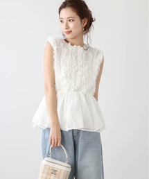 シフォンフリルペプラムトップス