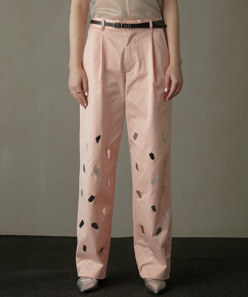 PRANK PROJECT(プランクプロジェクト)の「ミラーエンブリッシュパンツ / Mirror Embellished Pants(その他パンツ・レディース・ピンク/ブラック・38/36)」の2枚目の写真