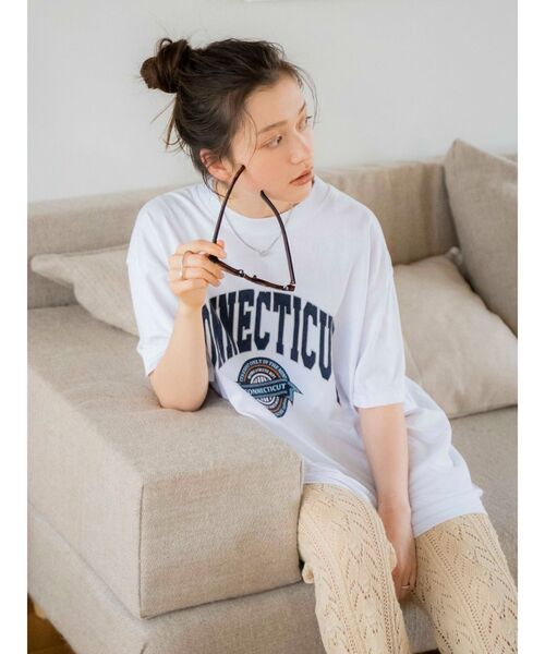 NutmegMills（ナツメグミルズ）の「NUTMEG別注 ビッグロゴTee（Tシャツ/カットソー・レディース・オフホワイト/チャコールグレー/ライトグレー・FREE）」の6枚目の写真