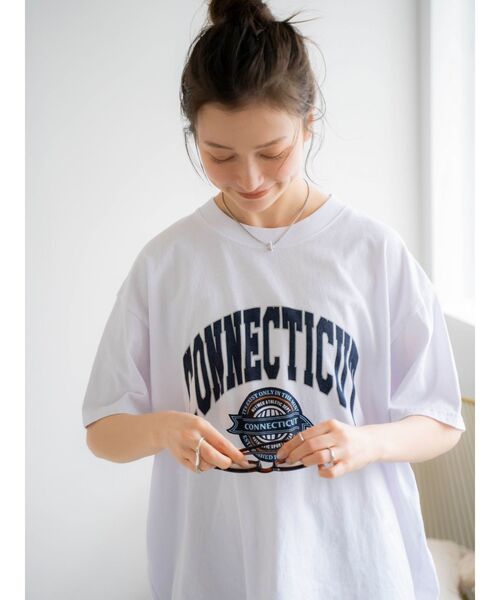 NutmegMills（ナツメグミルズ）の「NUTMEG別注 ビッグロゴTee（Tシャツ/カットソー・レディース・オフホワイト/チャコールグレー/ライトグレー・FREE）」の8枚目の写真