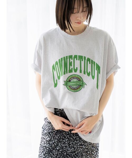 NutmegMills（ナツメグミルズ）の「NUTMEG別注 ビッグロゴTee（Tシャツ/カットソー・レディース・オフホワイト/チャコールグレー/ライトグレー・FREE）」の19枚目の写真