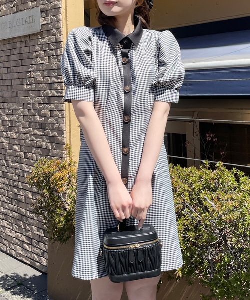 TORTE(トルテ)の「バックレーシングシャツワンピース(ワンピース・レディース・ブラック/グレー/ブラック系その他/グレー系その他・FREE)」の1枚目の写真