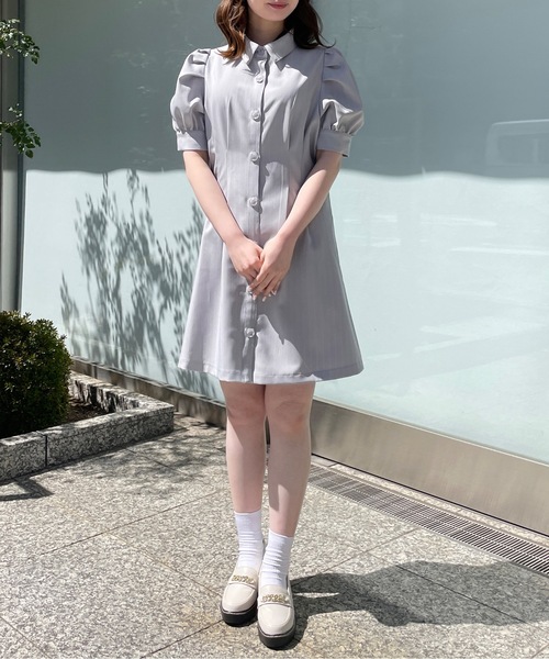 TORTE(トルテ)の「バックレーシングシャツワンピース(ワンピース・レディース・ブラック/グレー/ブラック系その他/グレー系その他・FREE)」の4枚目の写真