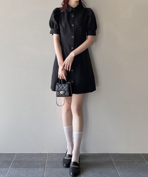 TORTE(トルテ)の「バックレーシングシャツワンピース(ワンピース・レディース・ブラック/グレー/ブラック系その他/グレー系その他・FREE)」の8枚目の写真