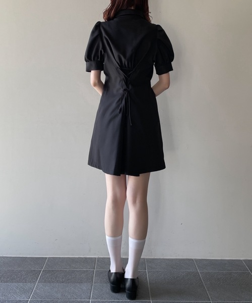 TORTE(トルテ)の「バックレーシングシャツワンピース(ワンピース・レディース・ブラック/グレー/ブラック系その他/グレー系その他・FREE)」の6枚目の写真