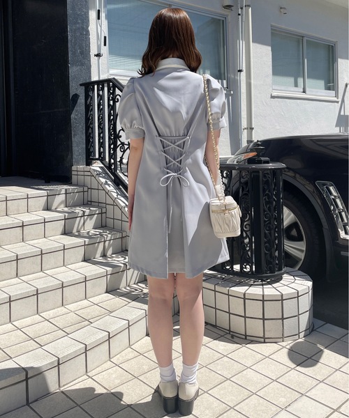TORTE(トルテ)の「バックレーシングシャツワンピース(ワンピース・レディース・ブラック/グレー/ブラック系その他/グレー系その他・FREE)」の19枚目の写真