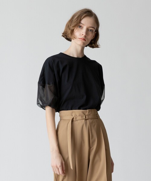 allureville（アルアバイル）の「シアーランタンスリーブカットソー（Tシャツ/カットソー・レディース・ブラック/オフホワイト・2）」の3枚目の写真