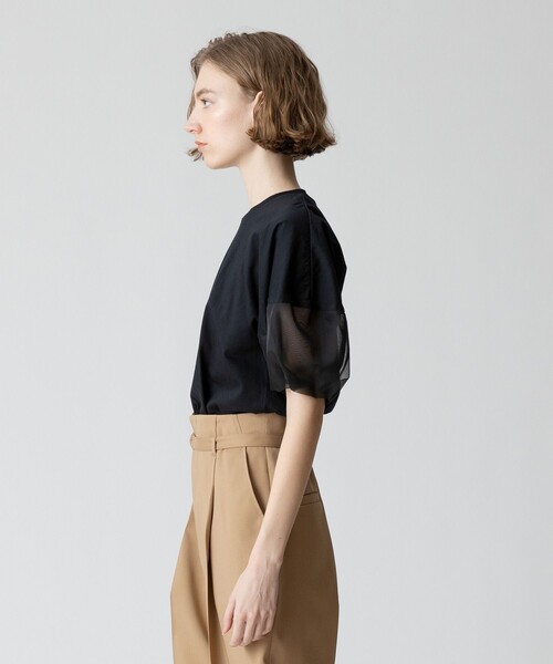 allureville（アルアバイル）の「シアーランタンスリーブカットソー（Tシャツ/カットソー・レディース・ブラック/オフホワイト・2）」の4枚目の写真