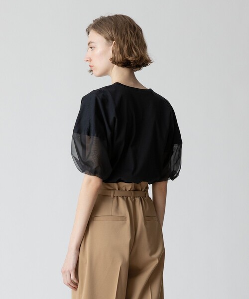 allureville（アルアバイル）の「シアーランタンスリーブカットソー（Tシャツ/カットソー・レディース・ブラック/オフホワイト・2）」の5枚目の写真