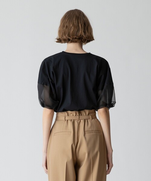 allureville（アルアバイル）の「シアーランタンスリーブカットソー（Tシャツ/カットソー・レディース・ブラック/オフホワイト・2）」の6枚目の写真