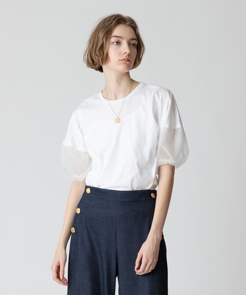 allureville（アルアバイル）の「シアーランタンスリーブカットソー（Tシャツ/カットソー・レディース・ブラック/オフホワイト・2）」の12枚目の写真