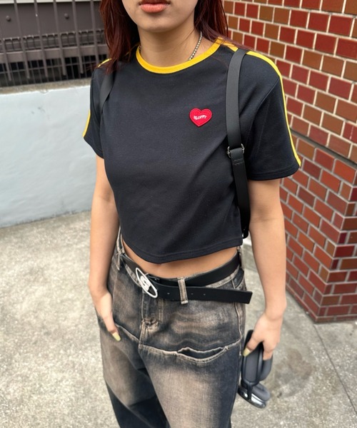 WHO'S WHO gallery(フーズフーギャラリー)の「【SLOPPY/スロッピー】ハートラインTEE(Tシャツ/カットソー・レディース・グレー/オフホワイト/ブラック/レッド/ネイビー/レッド系その他/ブラック系その他/ブルー系その他/カーキ・FREE)」の16枚目の写真