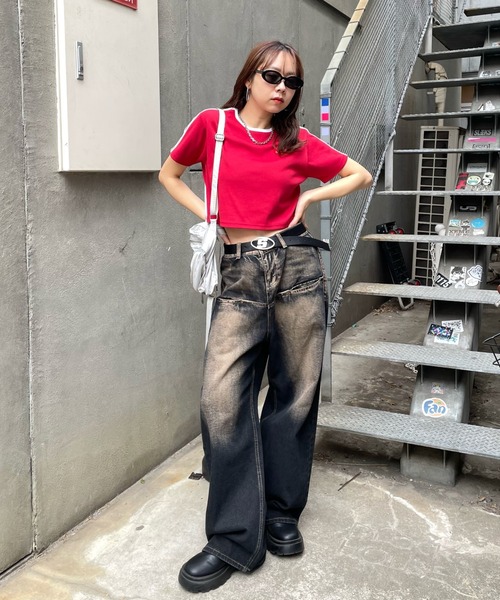 WHO'S WHO gallery(フーズフーギャラリー)の「【SLOPPY/スロッピー】ハートラインTEE(Tシャツ/カットソー・レディース・グレー/オフホワイト/ブラック/レッド/ネイビー/レッド系その他/ブラック系その他/ブルー系その他/カーキ・FREE)」の21枚目の写真