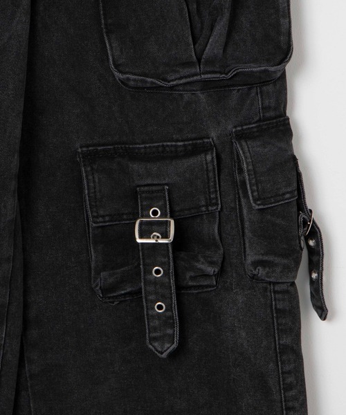 Figments（フィグメンツ）の「マルチカーゴワイドデニムパンツ（デニムパンツ・レディース・ブラック/パープル・LARGE/MEDIUM）」の16枚目の写真