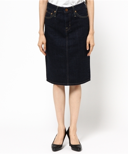 earth music&ecology（アースミュージックアンドエコロジー）の「デニムタイトスカート（デニムスカート・レディース・インディゴブルー/ライトインディゴブルー・MEDIUM/SMALL/LARGE）」の10枚目の写真