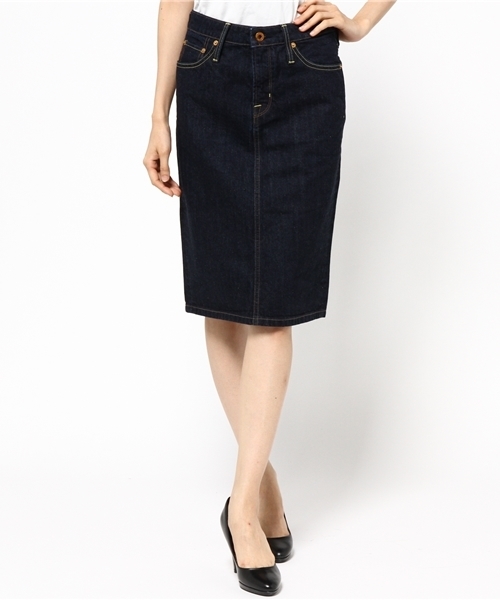 earth music&ecology（アースミュージックアンドエコロジー）の「デニムタイトスカート（デニムスカート・レディース・インディゴブルー/ライトインディゴブルー・MEDIUM/SMALL/LARGE）」の11枚目の写真