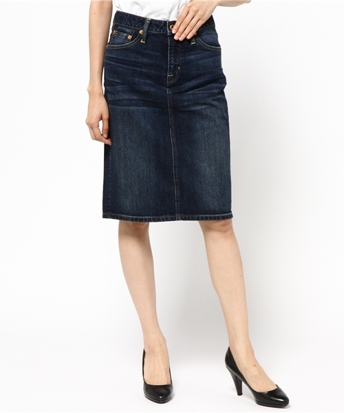 earth music&ecology（アースミュージックアンドエコロジー）の「デニムタイトスカート（デニムスカート・レディース・インディゴブルー/ライトインディゴブルー・MEDIUM/SMALL/LARGE）」の12枚目の写真