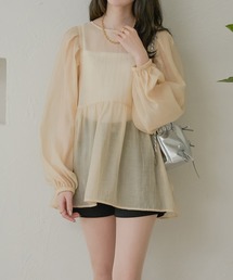 crepe sheer tunic blouse / 楊柳シアーチュニックブラウス