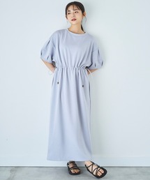 【150㎝前後の小柄さんサイズ】ドロストスウェットワンピース【楽ちん大人カジュアル】