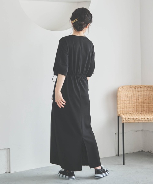 mil(ミル)の「【150㎝前後の小柄さんサイズ】ドロストスウェットワンピース【楽ちん大人カジュアル】(ワンピース・レディース・ブラック/ライトベージュ/サックスブルー/カーキ/チャコールグレー・XS/S)」の8枚目の写真