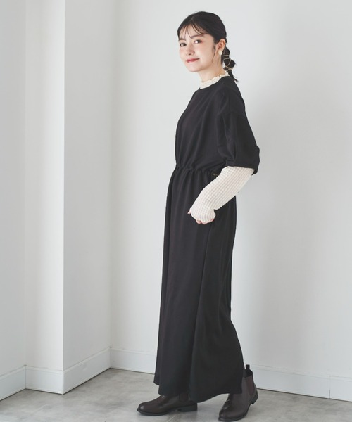 mil(ミル)の「【150㎝前後の小柄さんサイズ】ドロストスウェットワンピース【楽ちん大人カジュアル】(ワンピース・レディース・ブラック/ライトベージュ/サックスブルー/カーキ/チャコールグレー・XS/S)」の20枚目の写真