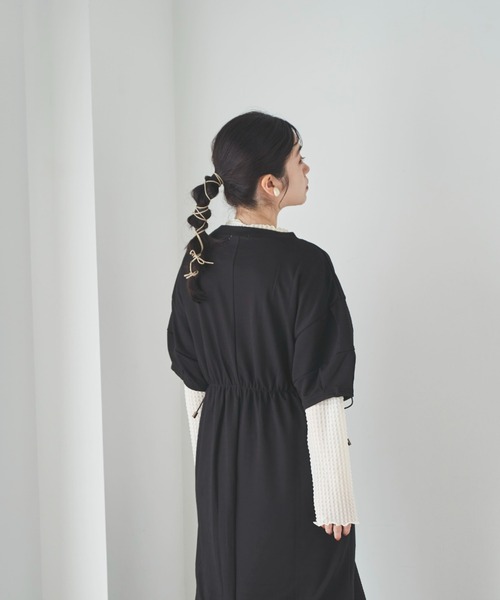 mil(ミル)の「【150㎝前後の小柄さんサイズ】ドロストスウェットワンピース【楽ちん大人カジュアル】(ワンピース・レディース・ブラック/ライトベージュ/サックスブルー/カーキ/チャコールグレー・XS/S)」の19枚目の写真
