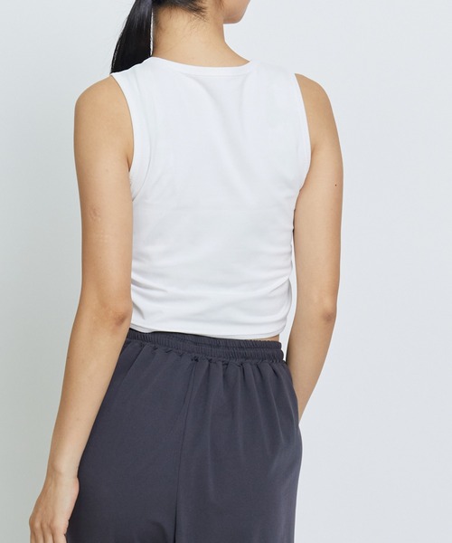 Julier Yoga and Relax（ジュリエヨガアンドリラックス）の「Julier (定番)Ecocoベア天竺ショートトップス（Tシャツ/カットソー・レディース・チャコール/ホワイト/ブルー・0/1）」の7枚目の写真