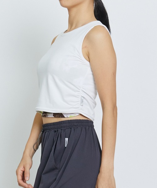 Julier Yoga and Relax（ジュリエヨガアンドリラックス）の「Julier (定番)Ecocoベア天竺ショートトップス（Tシャツ/カットソー・レディース・チャコール/ホワイト/ブルー・0/1）」の8枚目の写真