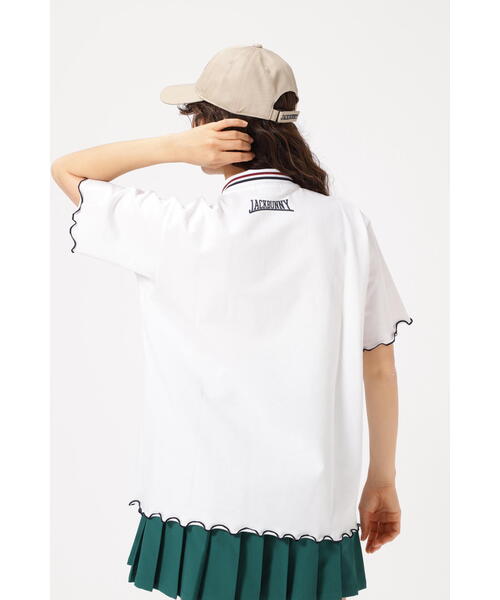 ■美品 Jack Bunny!! 襟ラインロゴプリントASKINカノコポロシャツ □美品 Jack Bunny!! 襟ラインロゴプリントASKINカノコ