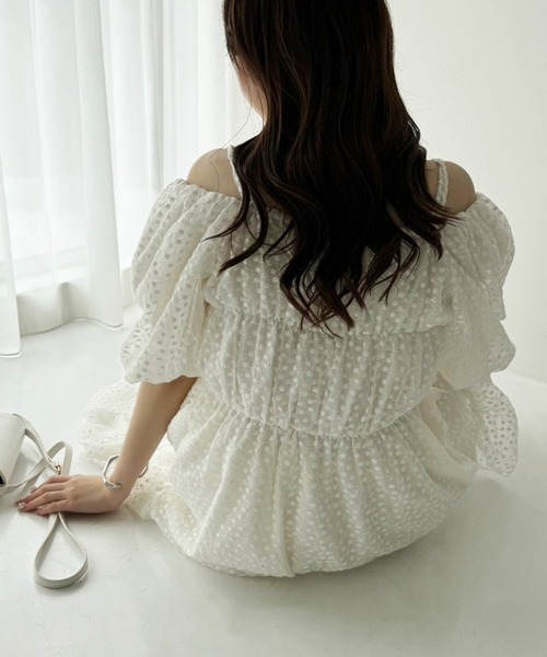 one after another NICE CLAUP（ワンアフターアナザーナイスクラップ）の「フリルティアードワンピース（ワンピース・レディース・オフホワイト/サックスブルー・FREE）」の20枚目の写真