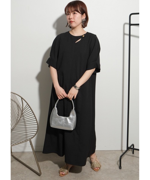palm RICHE(ポームリシュ)の「デザインネックトロワッシャーOP(ワンピース・レディース・オリーブ/ブラック・M)」の3枚目の写真