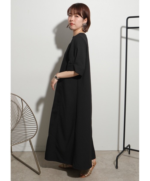 palm RICHE(ポームリシュ)の「デザインネックトロワッシャーOP(ワンピース・レディース・オリーブ/ブラック・M)」の4枚目の写真