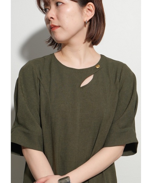 palm RICHE(ポームリシュ)の「デザインネックトロワッシャーOP(ワンピース・レディース・オリーブ/ブラック・M)」の15枚目の写真