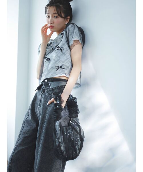 dazzlin（ダズリン）の「オーガンチュールBAG（ハンドバッグ・レディース・ブラック/グレー/オフホワイト/ピンク/ブルー/グリーン/アイボリー・FREE）」の11枚目の写真