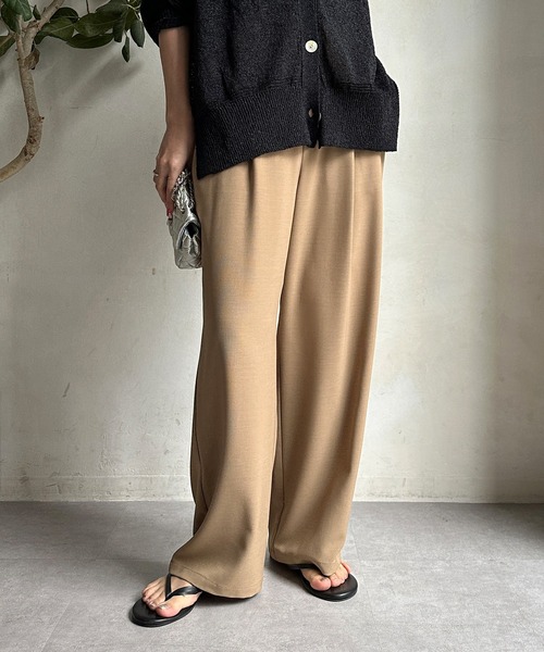 DouDou（ドゥドゥ）の「接触冷感ワイドパンツ（スラックス・レディース・オレンジ/チャコールグレー/ブラック/ベージュ・FREE）」の3枚目の写真