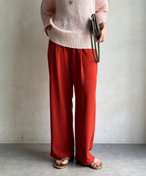 DouDou（ドゥドゥ）の「接触冷感ワイドパンツ（スラックス・レディース・オレンジ/チャコールグレー/ブラック/ベージュ・FREE）」の4枚目の写真